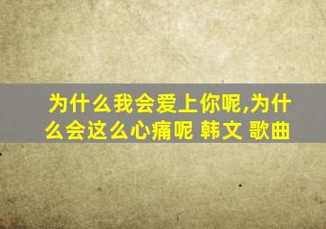 为什么我会爱上你呢,为什么会这么心痛呢 韩文 歌曲